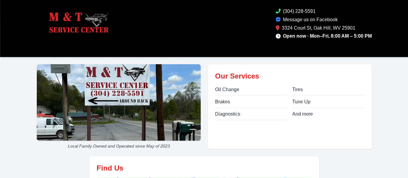 Screenshot of M&T Service Center website